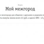 Опция Билайн Мой Межгород (скриншот с официального сайта оператора)